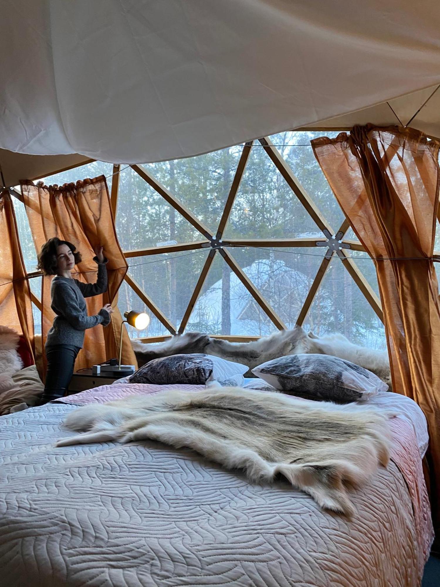 Aurora Igloo Fireplace-Heated Tents In A Secret Forest With Private Jacuzzi And Shared Sauna Bathroom And Dog Friendly Rovaniemi Exteriér fotografie