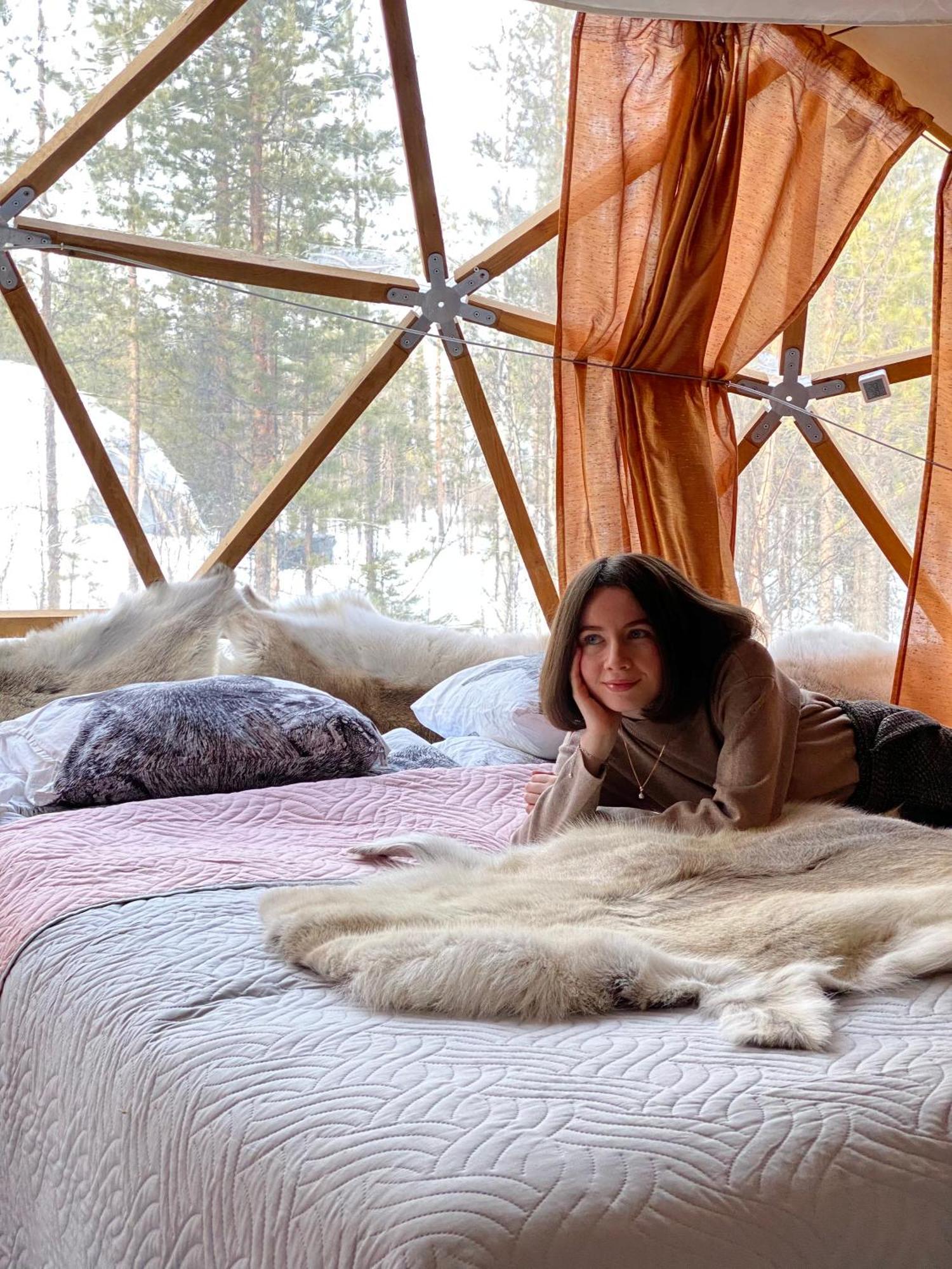 Aurora Igloo Fireplace-Heated Tents In A Secret Forest With Private Jacuzzi And Shared Sauna Bathroom And Dog Friendly Rovaniemi Exteriér fotografie